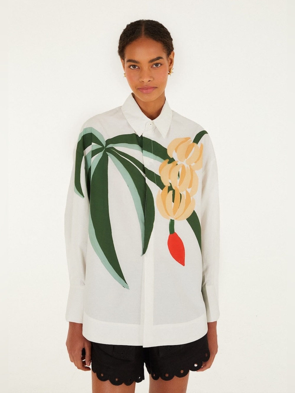 Farm Rio: Graphic Banana Tree Applique Shirt - Picture 4 of 10